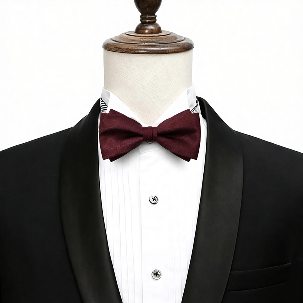 Elegant merlot veil bow tie for men wedding and formal suit styling