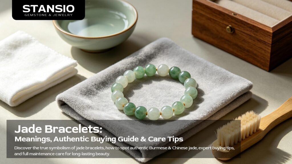 Handcrafted authentic STANSIO jade bracelets collection in natural stone tones