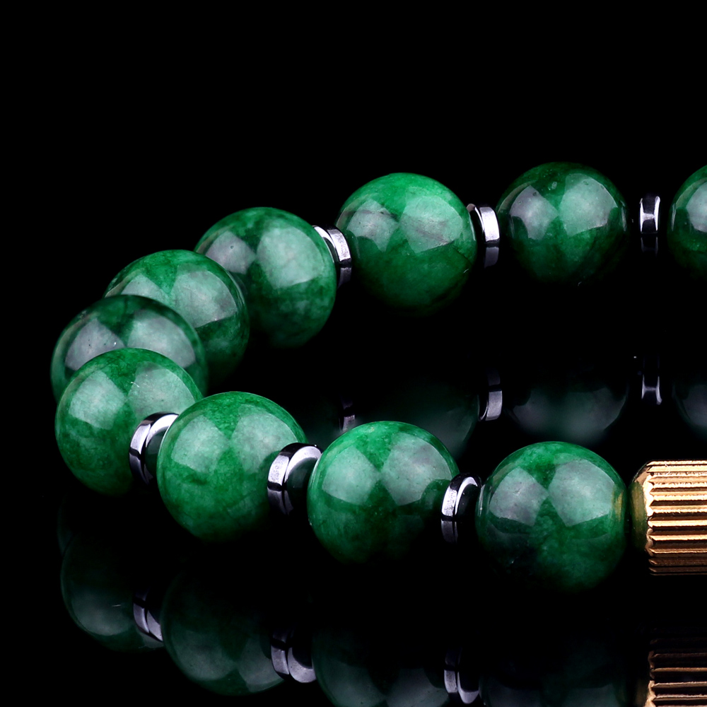 Luxury Natural Jade Hematite Spacer Beaded Bracelet