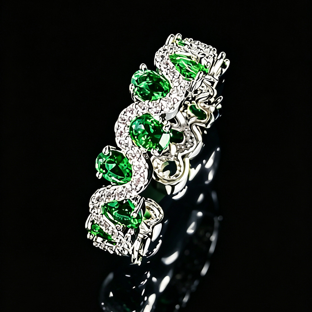 Minimalist Emerald Tone Eternity Ring for Women Daily Wear