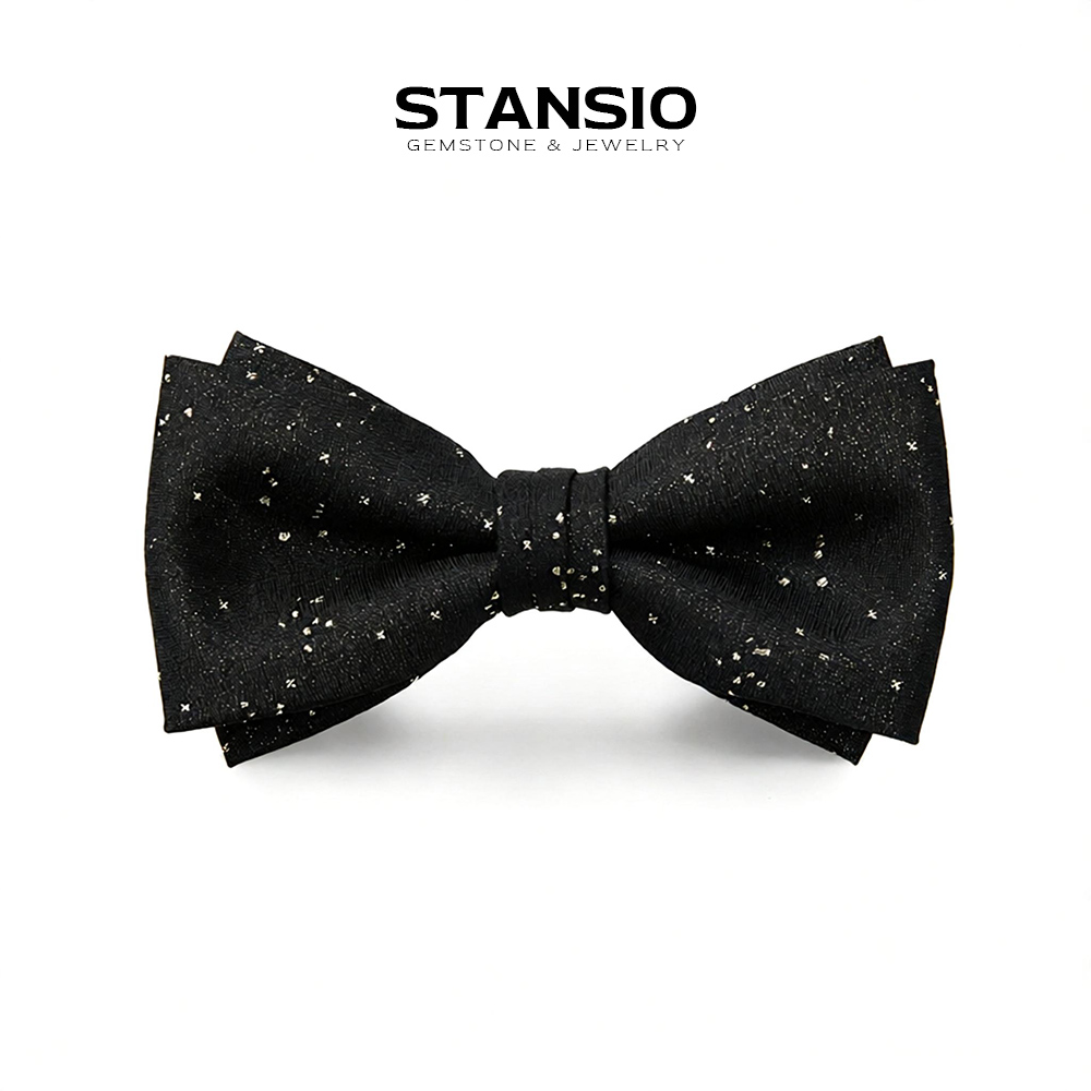 Nocturnal Star Bow Tie, luxury handcrafted black bow tie with sparkling star details
