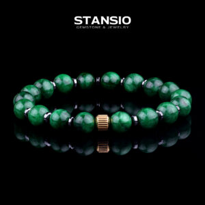 STANSIO Handcrafted Natural Solid Green Jade Unisex Bracelet