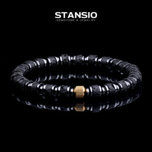 STANSIO Lava Stone Beaded Bracelet with Hematite Spacers