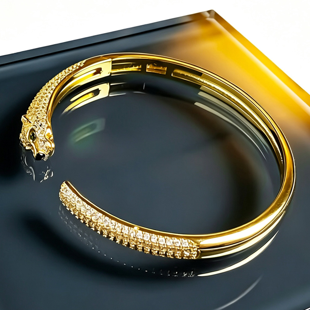 STANSIO Luxury Gold Leopard Statement Cuff Bracelet