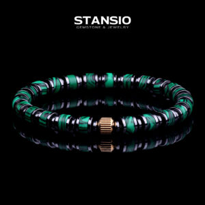 STANSIO Malachite Beaded Bracelet with Hematite Spacers