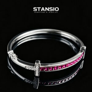 Scarlet Square Ruby Bangle Bracelet