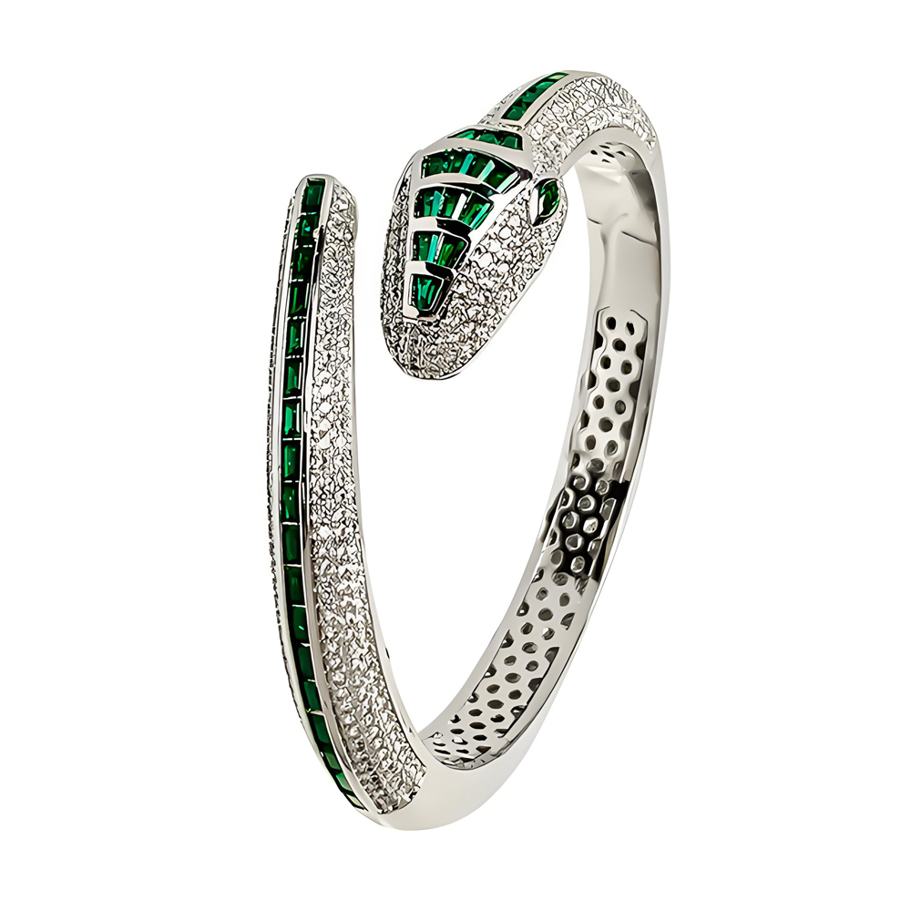 Spirt Snake Emerald Cuff Bracelet for women STANSIO