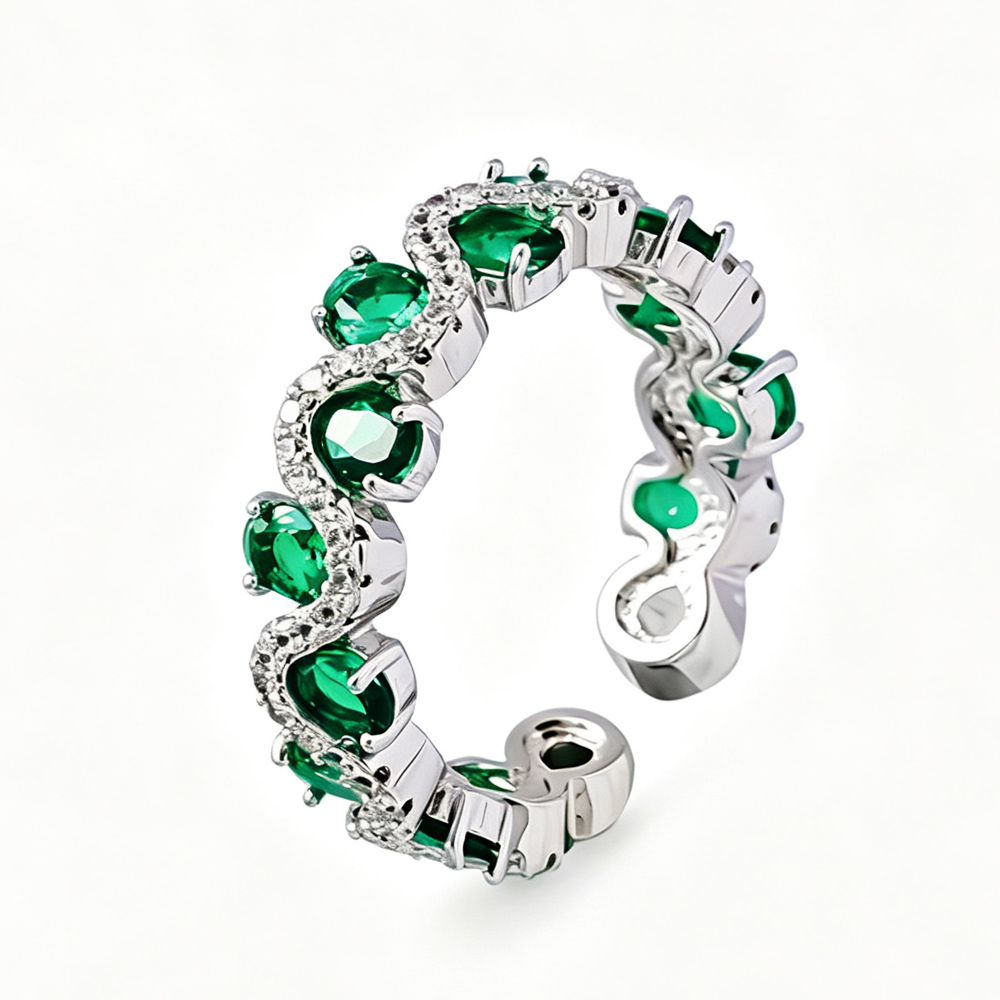 Stylish Emerald Glow Zircon Eternity Ring for Gifting
