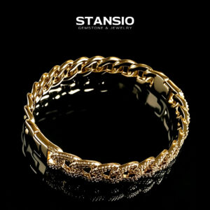 Time Flow Bangle Bracelet Starry Clear Zircon Inlay