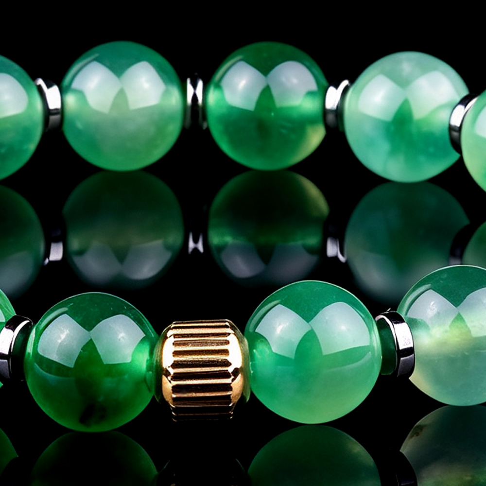 Fresh Icy Translucent Vivid Green Jade Daily Bracelet