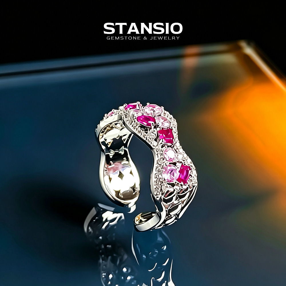 Lumina Eternity Ring - STANSIO Dreamy Pink Zircon Band