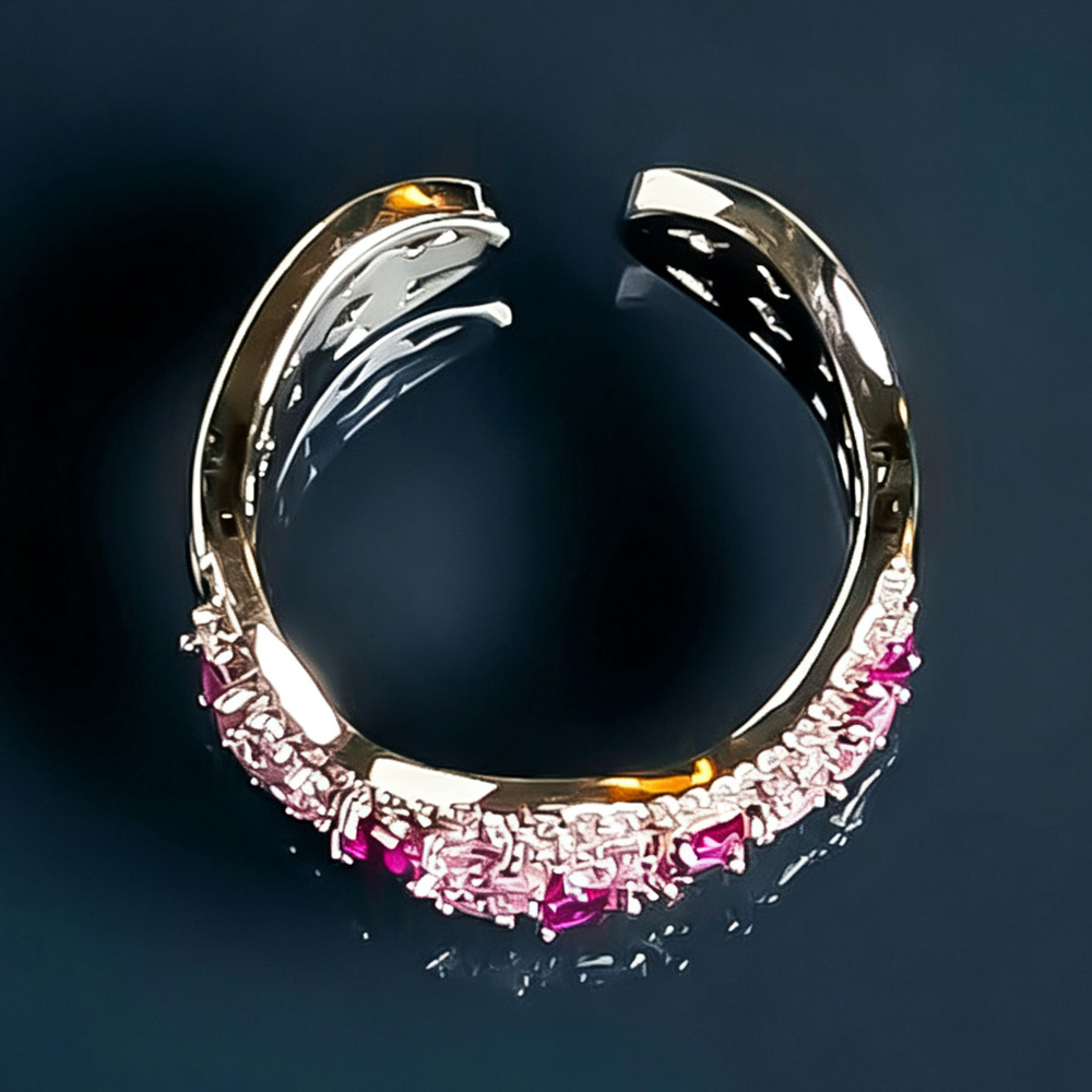 Premium K-gold Plated Handcrafted Pink Zircon Eternity Ring