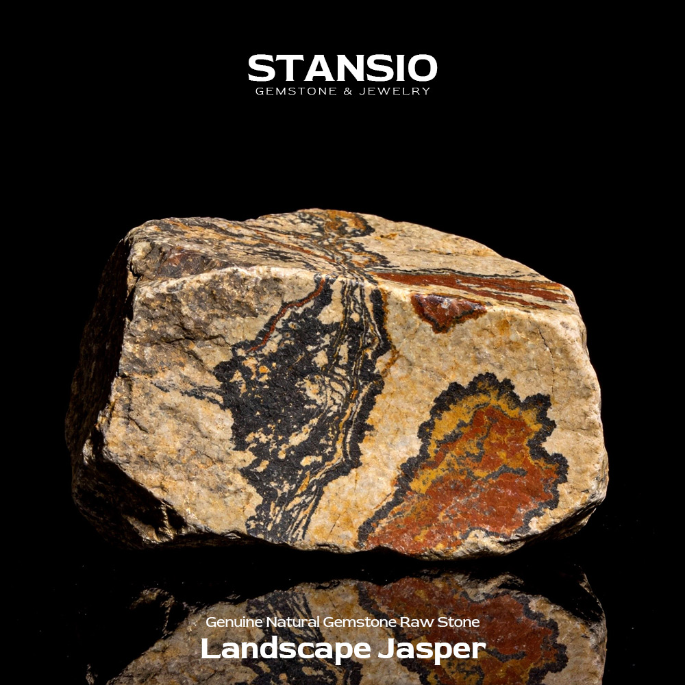 STANSIO Genuine Natural Landscape Jasper Gemstone Raw Stone