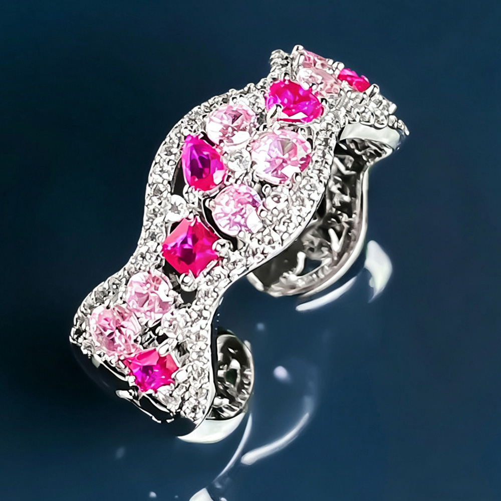 STANSIO Lumina Eternity Ring with Full Pave Pink Zircons