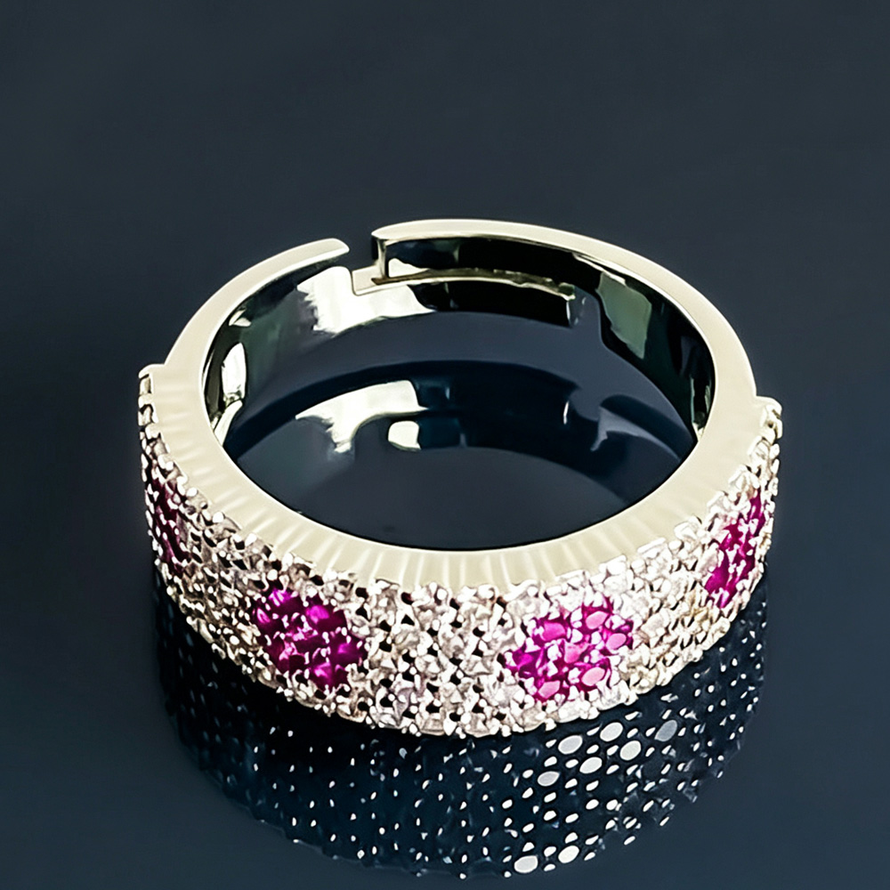 STANSIO Ruby Hue Eternity Ring with Zircon Inlays