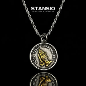 STANSIO handcrafted praying hands pendant necklace titanium steel