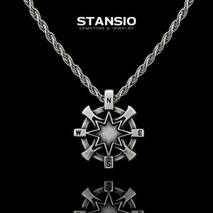 STANSIO handcrafted retro compass pendant necklace titanium steel