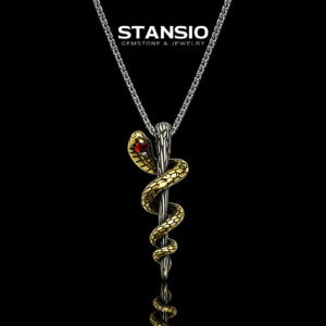 STANSIO handcrafted scepter cobra pendant necklace titanium steel