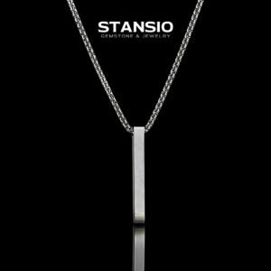 STANSIO handcrafted slim bar pendant necklace titanium steel