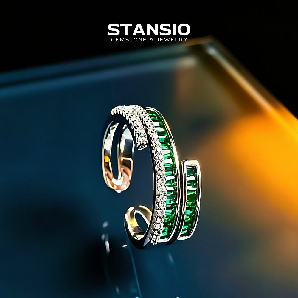 Verdant Tier Eternity Ring - STANSIO Layered Handcrafted Band