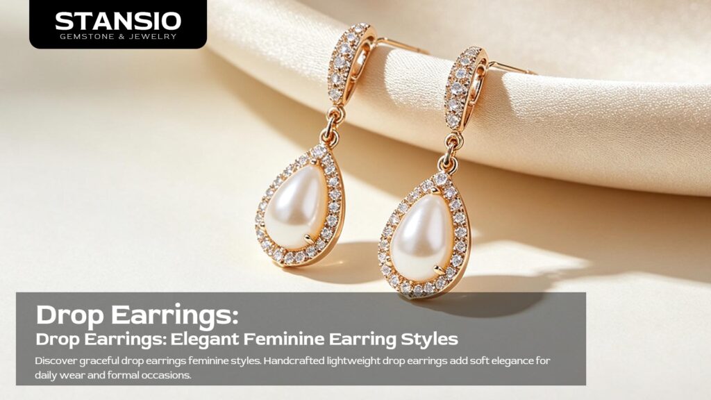 Discover graceful drop earrings feminine styles. Handcrafted lightweight drop earrings add soft elegance for daily wear and formal occasions STANSIO