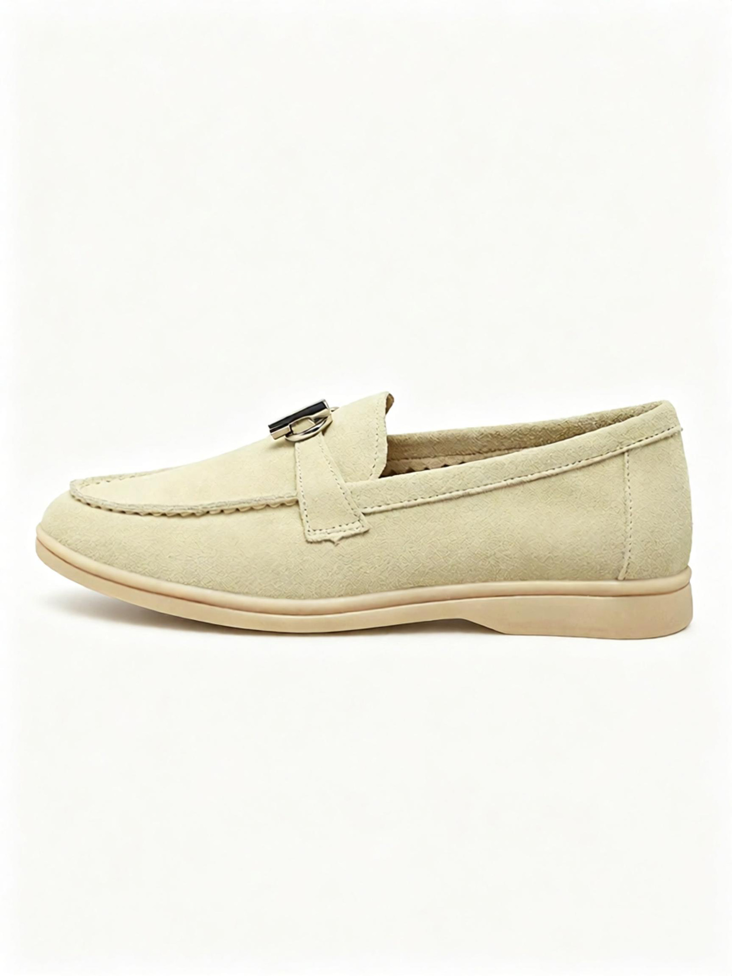 Melon green loafers overhead flat lay, minimalist suede women everyday loafers