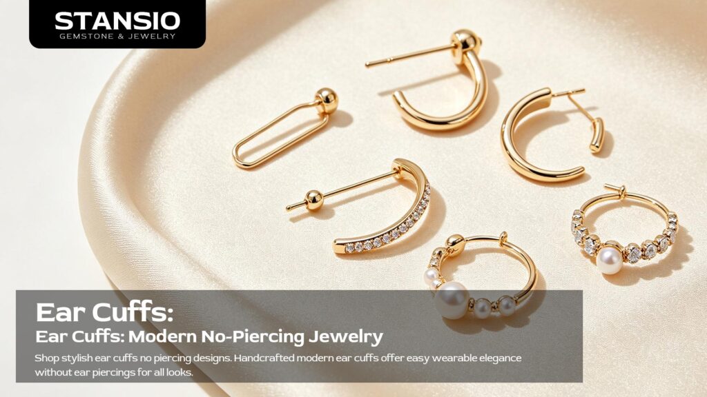 Modern handcrafted ear cuffs no piercing, adjustable non-pierced jewelry for layered ear styling and everyday outfits STANSIO