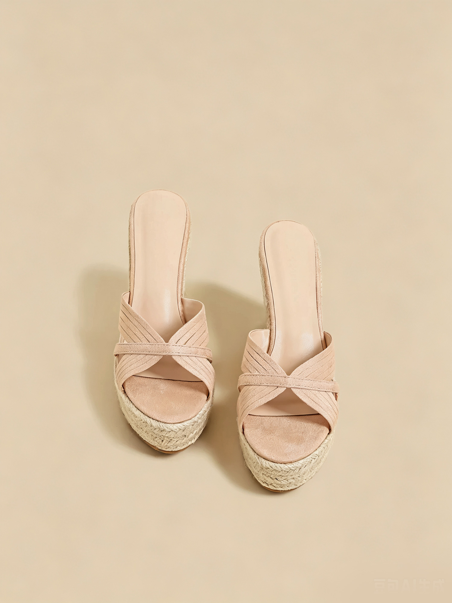 Sandy tide espadrille wedges side profile, layered woven espadrille platform mules