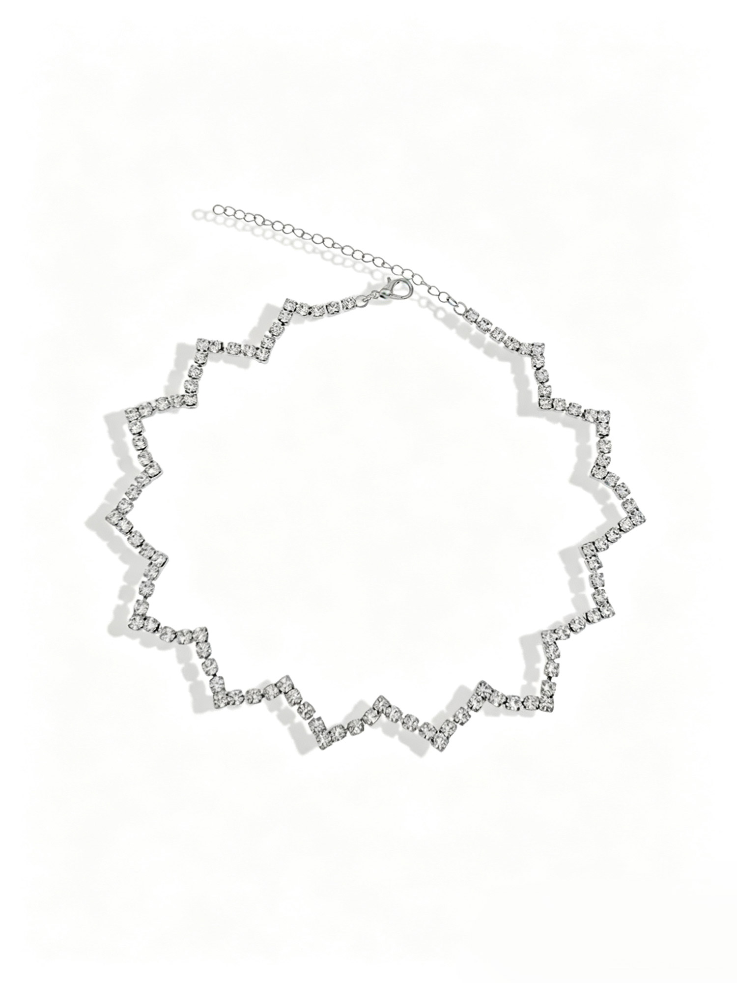 Wave Spark Choker Necklace elegant model portrait, glamorous statement choker for cocktail events